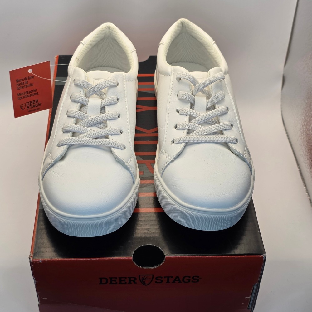 Deer‎ Stags Blake Kids White Simulated Leather Low Top Sneakers Size 1M New